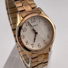 Timex Easy Reader Watch Womens 28mm Rose Gold Tone Case Stretch Bracelet Quartz