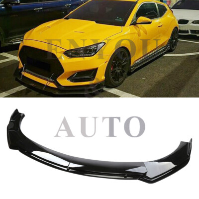 For Hyundai Veloster N Front Bumper Lip Spoiler Lower Splitter Glossy Black