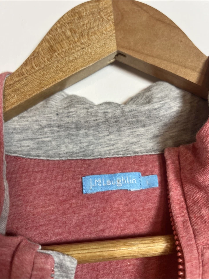 J MCLAUGHLIN Women's Size L Red Cotton/Lycra Long-Sleeve 1/4-Zip Pullover Shirt - Image 2 of 3