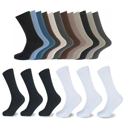 100% 12 Pairs Mens Diabetic Socks Non Elastic Cotton Rich Patterns Size UK 6 - 11