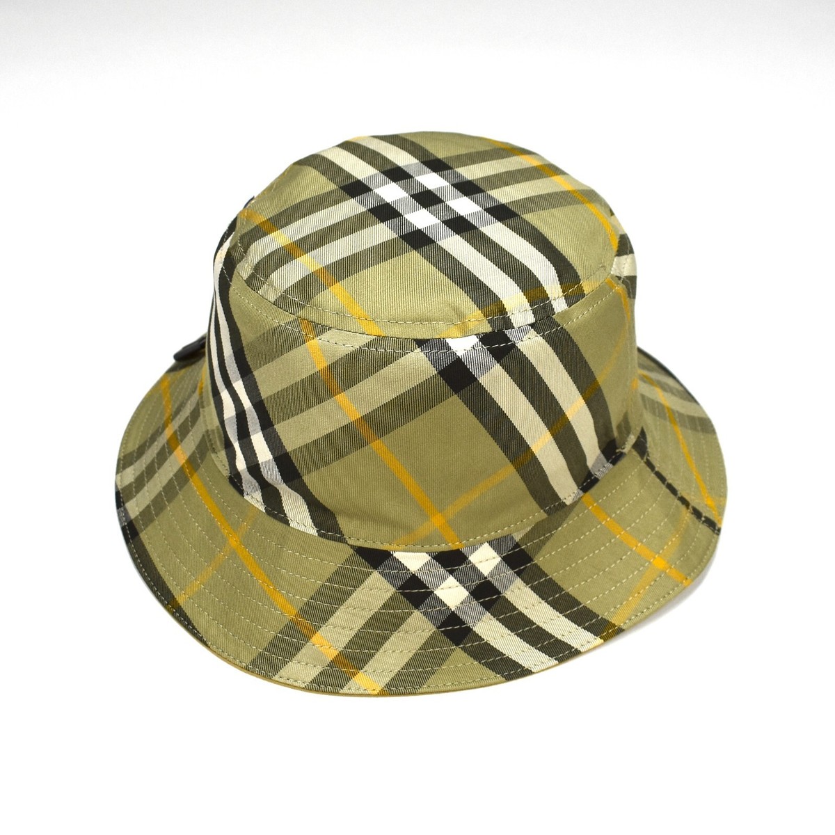 NWT $480 Burberry Beige Check Knight Logo Reversible Bucket Hat