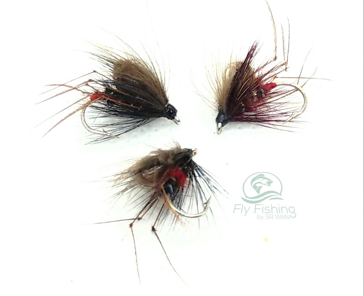 CDC HOPPER Dry Flies CLARET BIBIO BLACK Loop Wing Trout Fly
