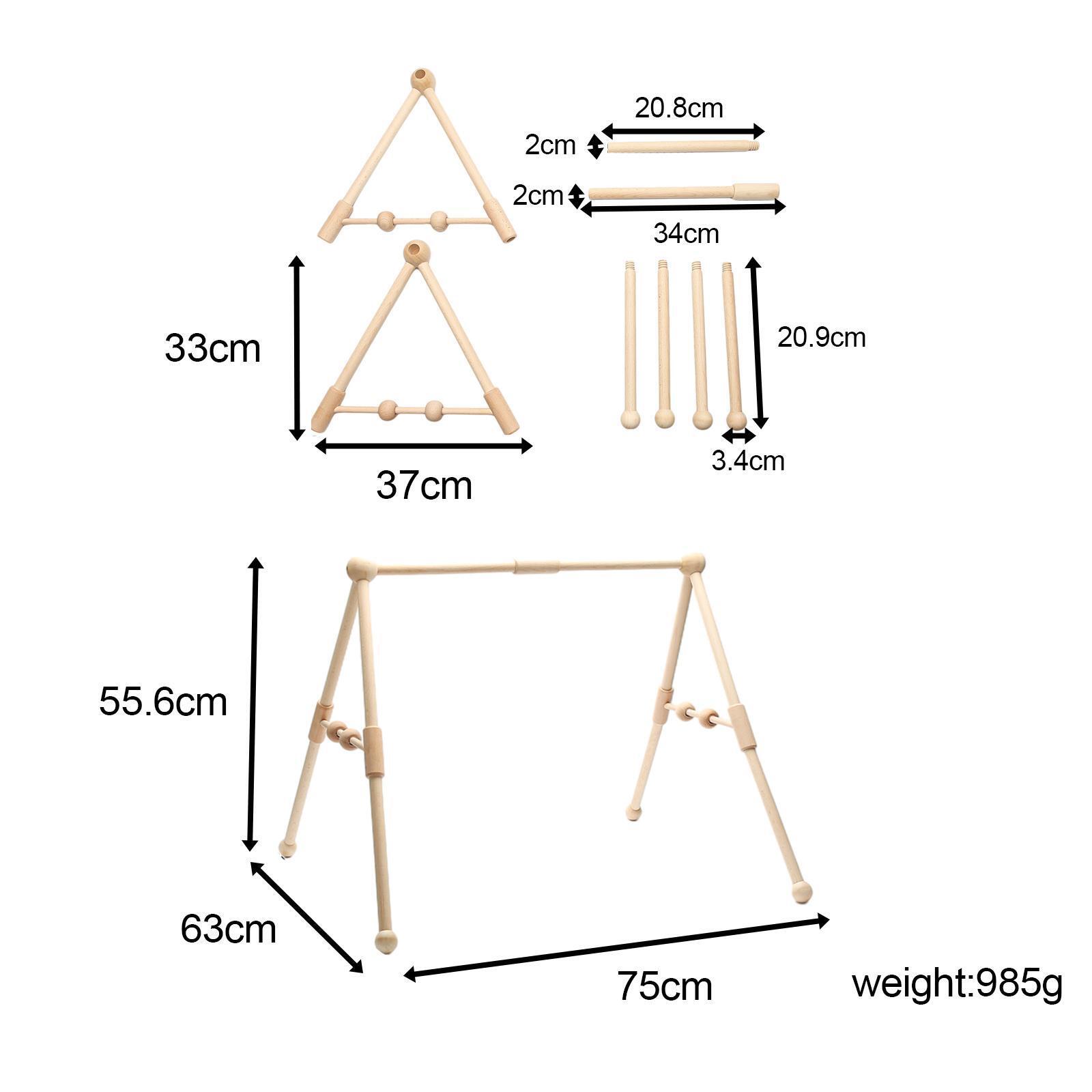 Baby Gym Frame Foldable Wooden Activity Gym Hanging Bar for Girl Kids