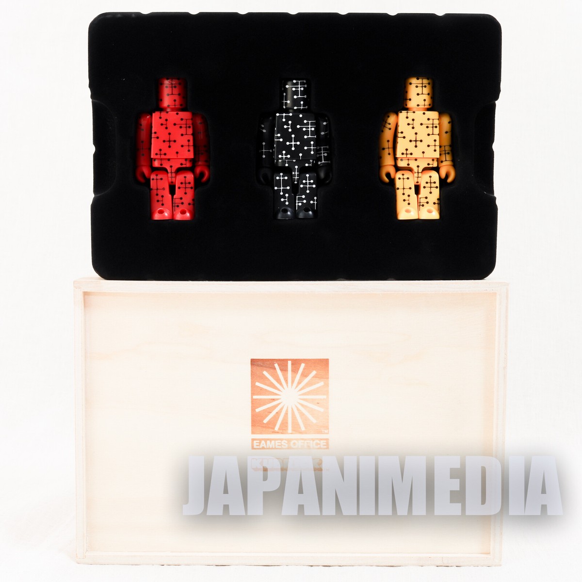 RARE!! EAMES Kubrick Wooden Box Set 3pcs figure Medicom Toy JAPAN