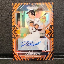Justin Boyd 2022 Panini Prizm Draft Picks Tiger Stripes Prizm Auto 06/25