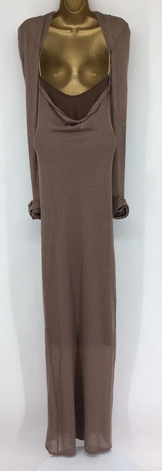 BLUMARINE KNITTED LOW BACK MAXI DRESS WOMENS XS UK6 BROWN RRP£1460 BR - Image 3 of 4