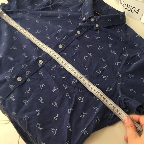 French Connection mens button up shirt size S navy blue shark print cotton030504 - Picture 6 of 9
