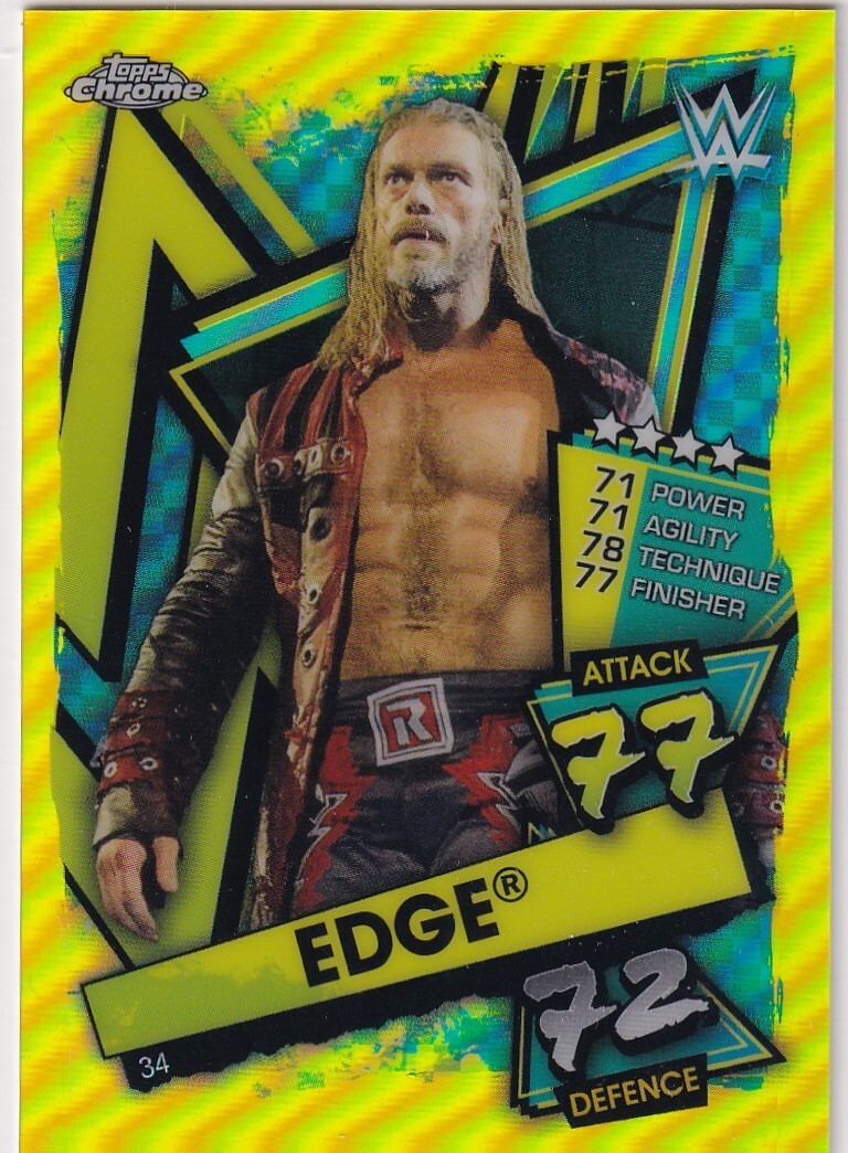 2021 Topps Chrome WWE Slam Attax Yellow Refractor #34 Edge 41/99