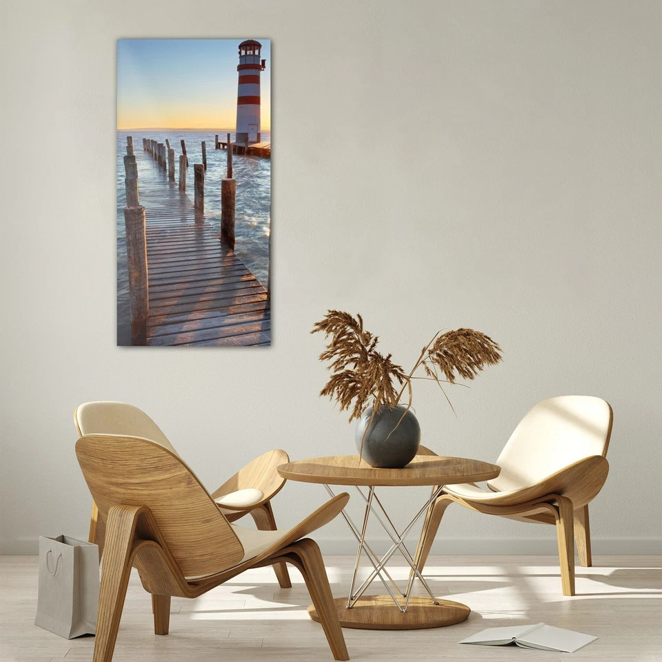 Glasbilder Wandbild Küche Leuchtturm am Neusiedler See an der Waldmole 60x120 - Bild 3 von 4