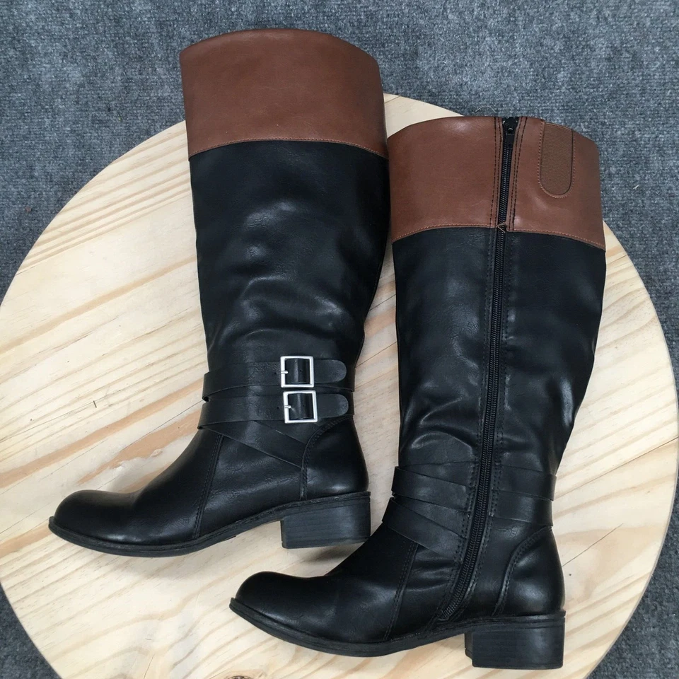 Botas Arizona para mujer 7 M Denmar altas hasta la rodilla montar negras imitación cuero cremallera Foto 2 de 4