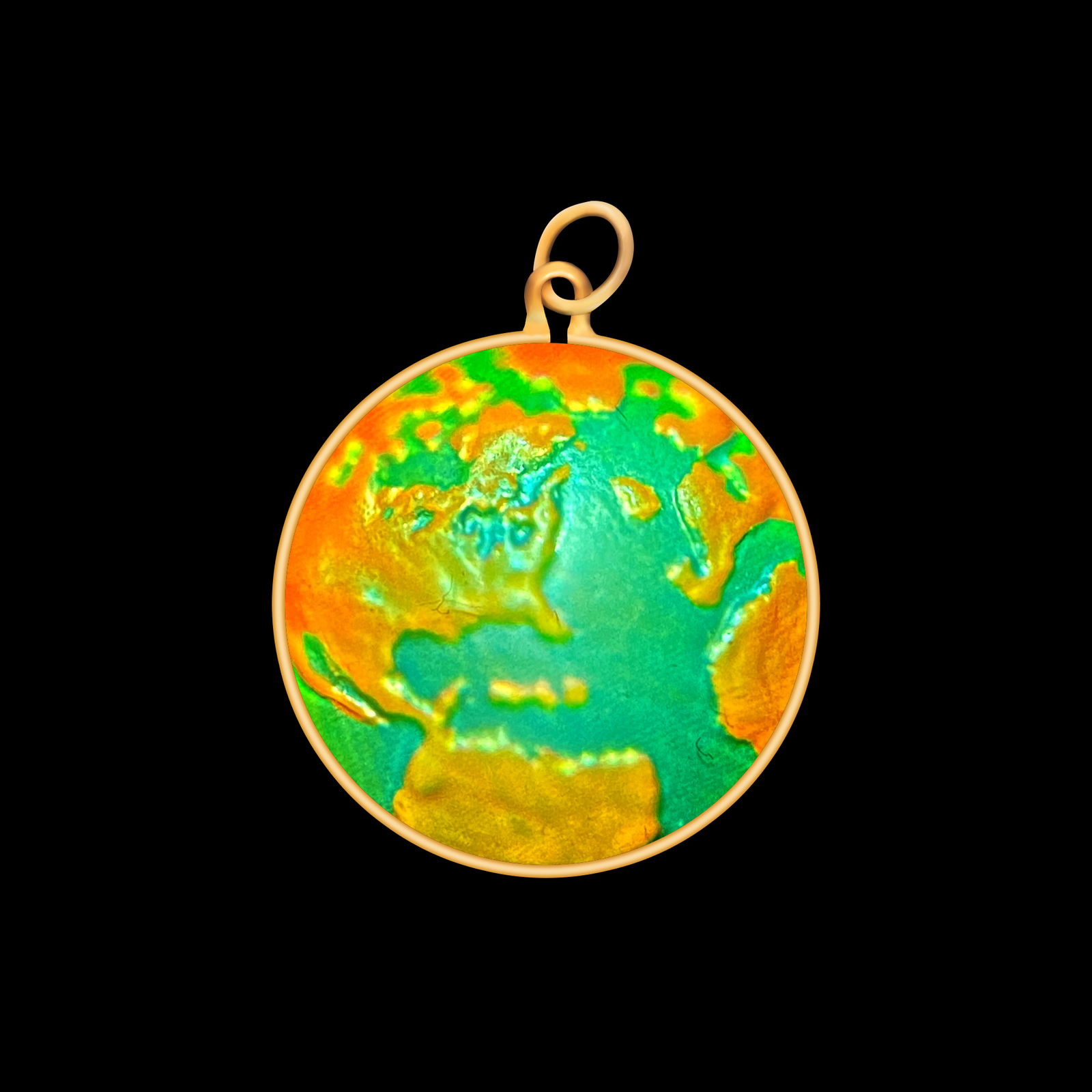 9ct Gold Hologram Pendant - Planet Earth Globe - West (Small) - No Chain