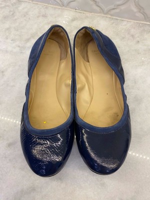 navy blue patent leather flats