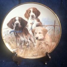Franklin Mint “Sporting Trio” Plate Golden Retriever & Springer Spaniel Pups