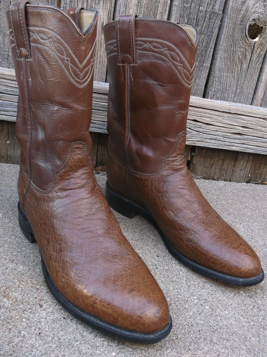 justin smooth ostrich roper boots