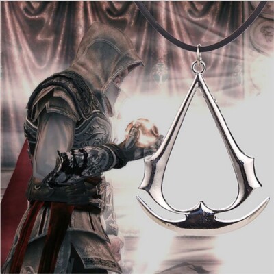 NEW Assassins Creed Pendant Silver Gold Charm Leather Rope Necklace ...