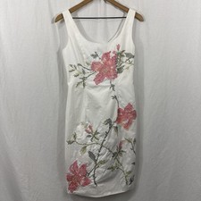 Kay Unger Vtg Embroidered Floral White Sheath Dress Sz 2 Cottagecore Romantic