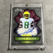 2021 Wild Card Alumination Jevon Holland RC Blue Ink Rookie Auto Oregon Ducks. rookie card picture