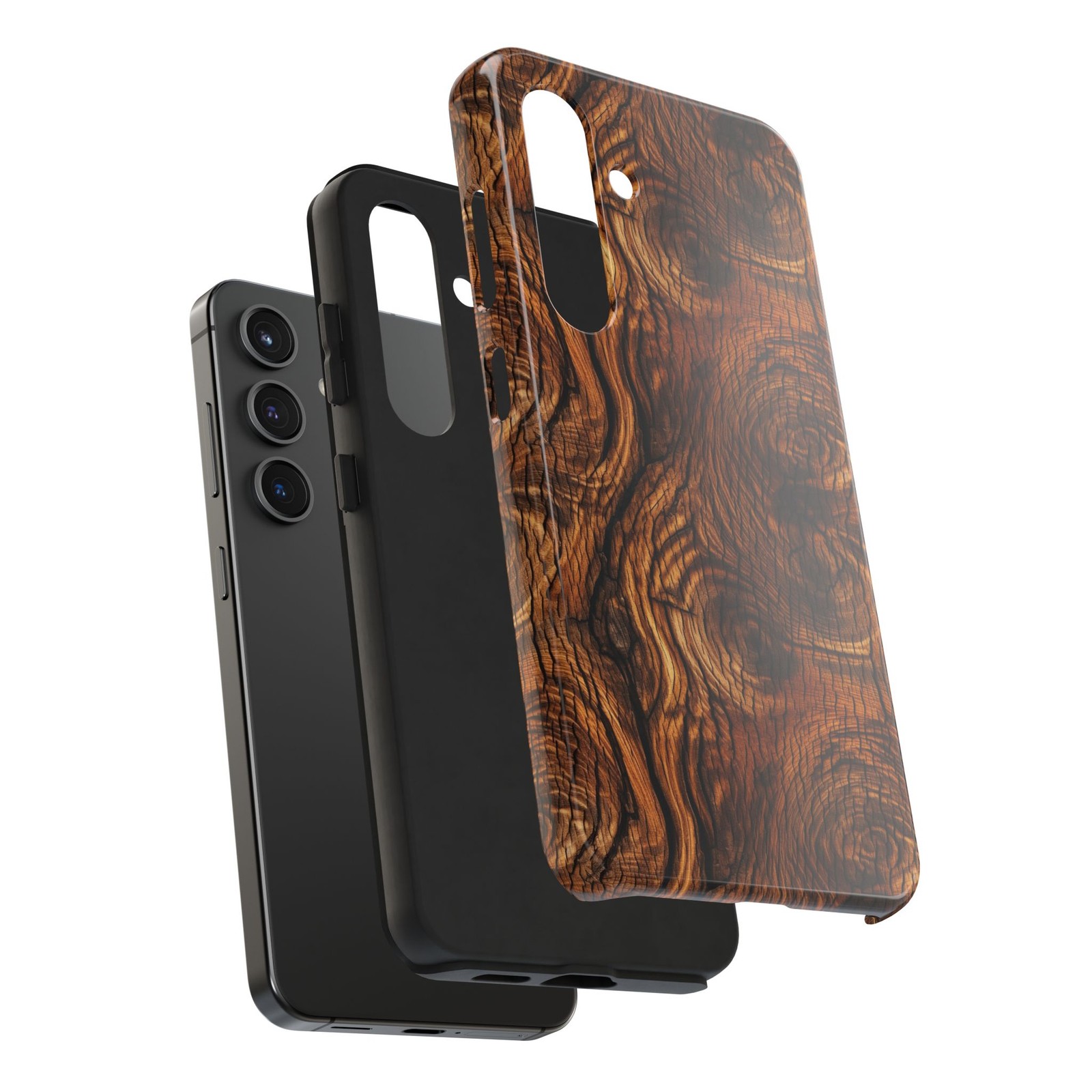 Realistic Medium Dark Stain Wood Grain Phone Case