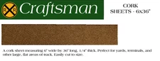 HO Cork Roadbed - Sheet - 6x36", 1/4" thick