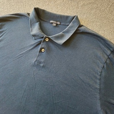 James Perse Mens Black Blue Cotton Jersey Polo Size 5 Made in Japan MELJ3293S
