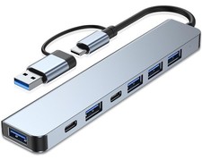 Aluminum Usb C  Usb Hub 7in1 With Usb 3.0 Usbc Ports For Pc/laptops/macbook Pro