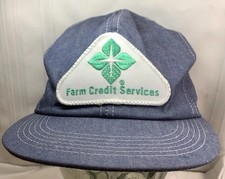 The Farm Credit System Vintage Blue White Patch Snapback Trucker Hat K-Products