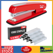 Desktop Stapler with Staples 20 Sheet Capacity 180 Degree Open Red for Students