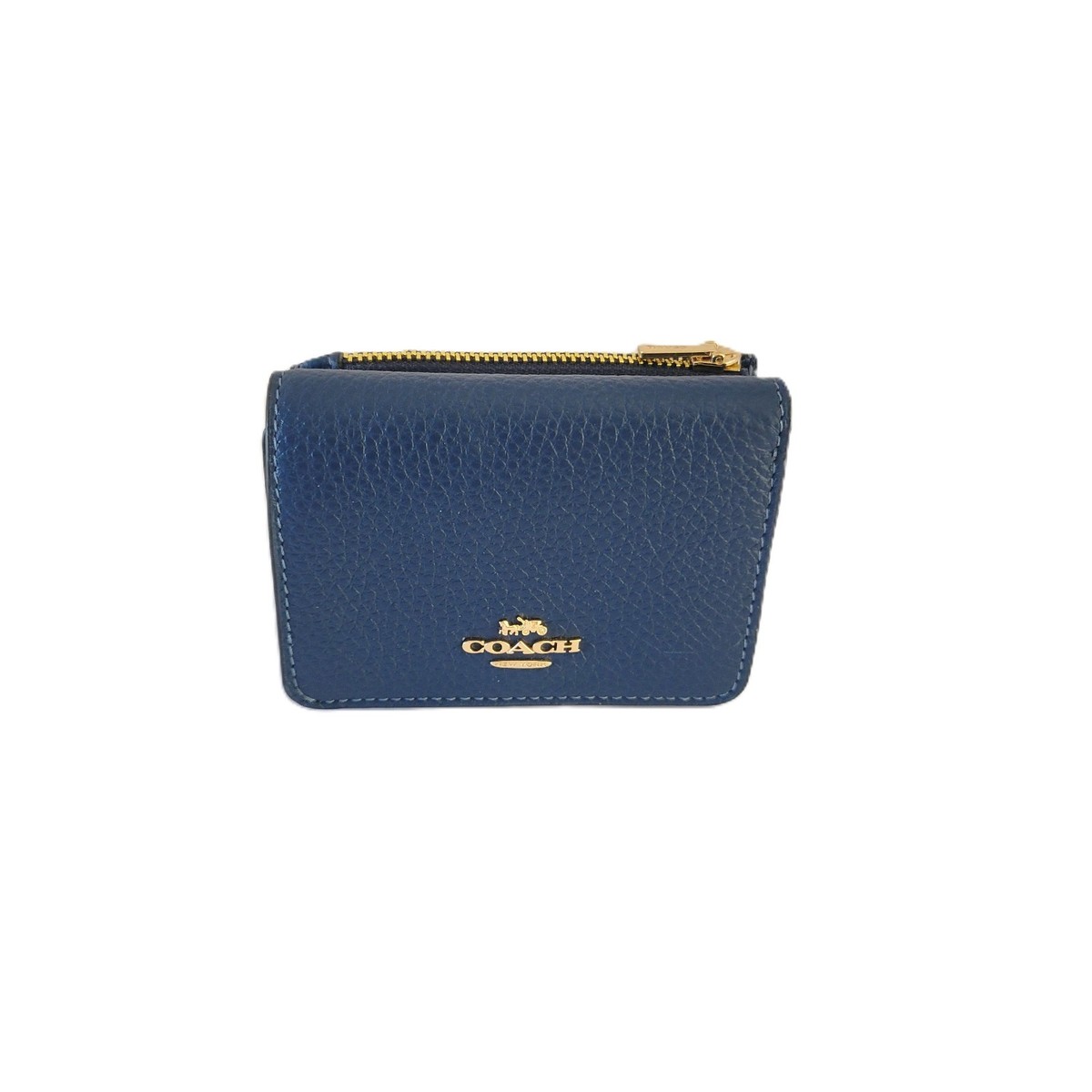 Coach CZ034 Mini Card Holder Signature Wallet 2 In 1 Tan Deep Blue