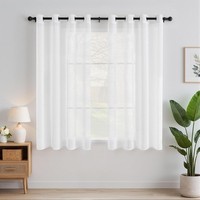 Gardinen Mit ÖSen 2Er Set 145Cm Lang Weiß Voile VorhäNge Deko Wohnzimmer