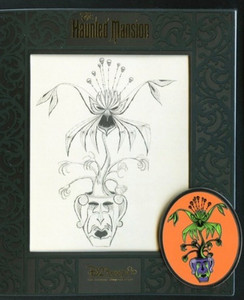 D23 Disney Haunted Mansion Concept Art Rolly Crump Flying Bat Plant Litho & Pin
