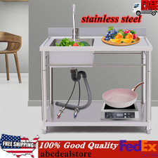 Commercial Sink Utility Sink 1 Compartment Kitchen Stainless Steel Prep Table