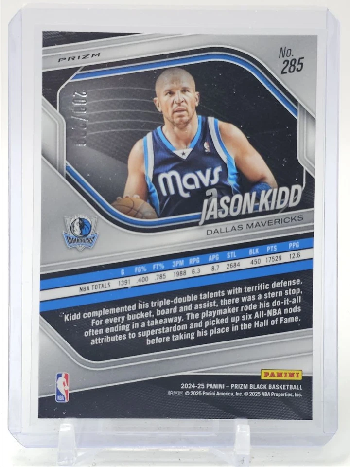 JASON KIDD 2024-25 PANINI PRIZM BLACK LEGENDS BASKETBALL RED A /299 Q3882 - Image 2 of 2