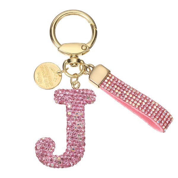 Niedlicher Glitzernder Initial Buchstabe-J SchlüSselanhäNger, Pink-image