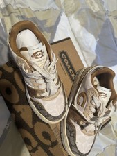 Coach SOHO SNKR SIG Signature Brown Beige White Women's Low Top Sneakers