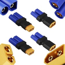 4pcs XT60 to EC5 Male Female Adapter, XT60 to Male Female EC5 Connector Adapt...