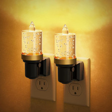 LED Candle Night Light Plug In Amber Auto Sensor Dimmable 2 Pack Bathroom Bedroo