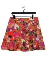 Sezane Women's Midi Skirt W 32 in Pink Floral Viscose with Silk Midi A-Line