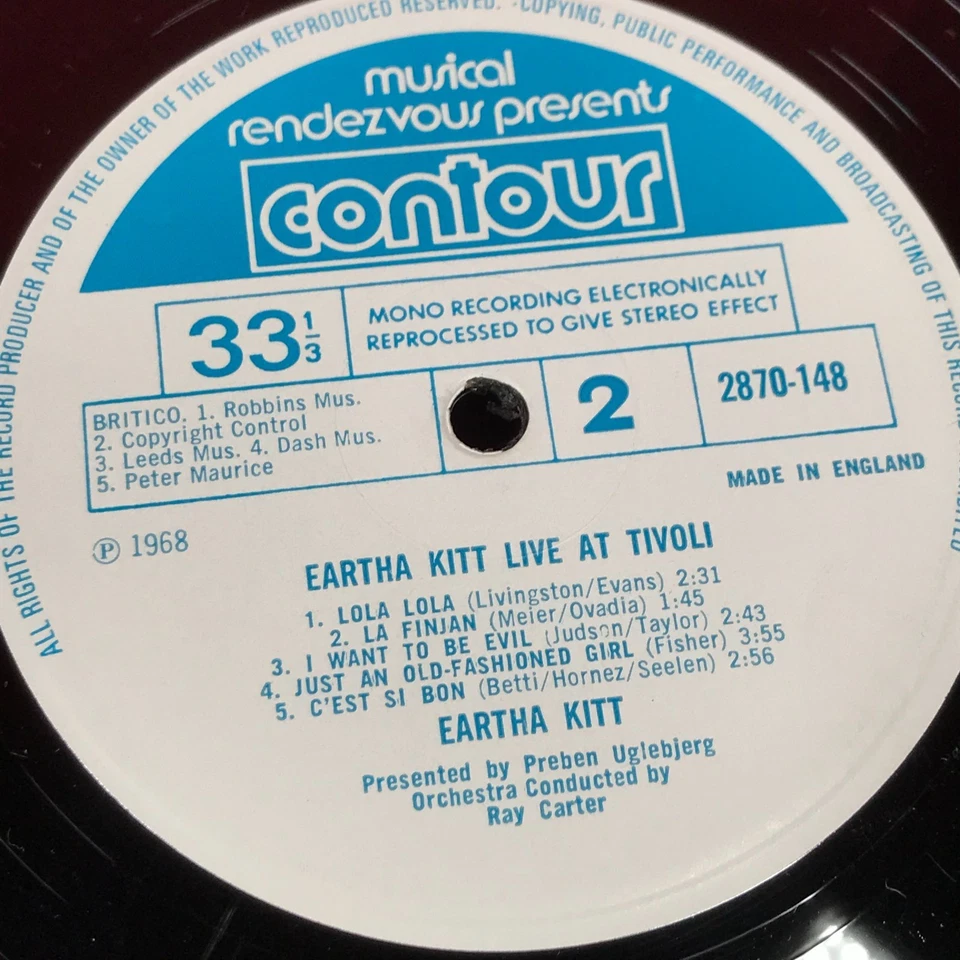 EARTHA KITT Live At Tivoli 1971 UK vinyl LP record in concert Contour - Image 4 of 4