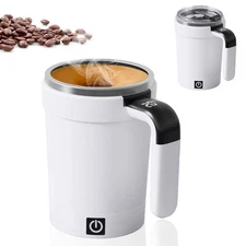 Automatic Stirring Coffee Cup Electric Magnetic Rechargeable With Temp Display 