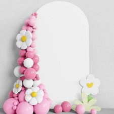 7.2FT Wedding Arch Cover White Fitted Spandex Cover 2-Sided Round Top Chiara ...