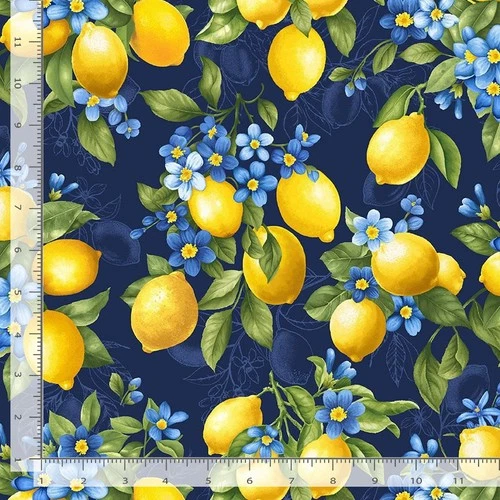 Lemon Fruit Food Fabric By The Yard CD3442 Limoncello Cotton Timeless Treasures