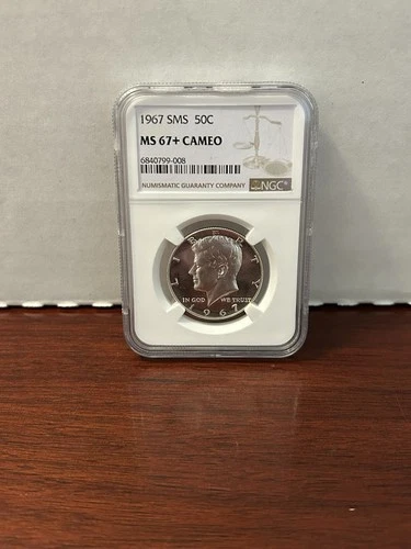 1967 SM 50C MS 67+ Cameo. Kennedy Half Dollar