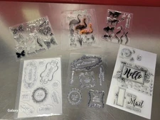 Clear CLING Stamps ~ Card Making ~ Random Variety ~ Lot of 6 ~ ECU! (K)