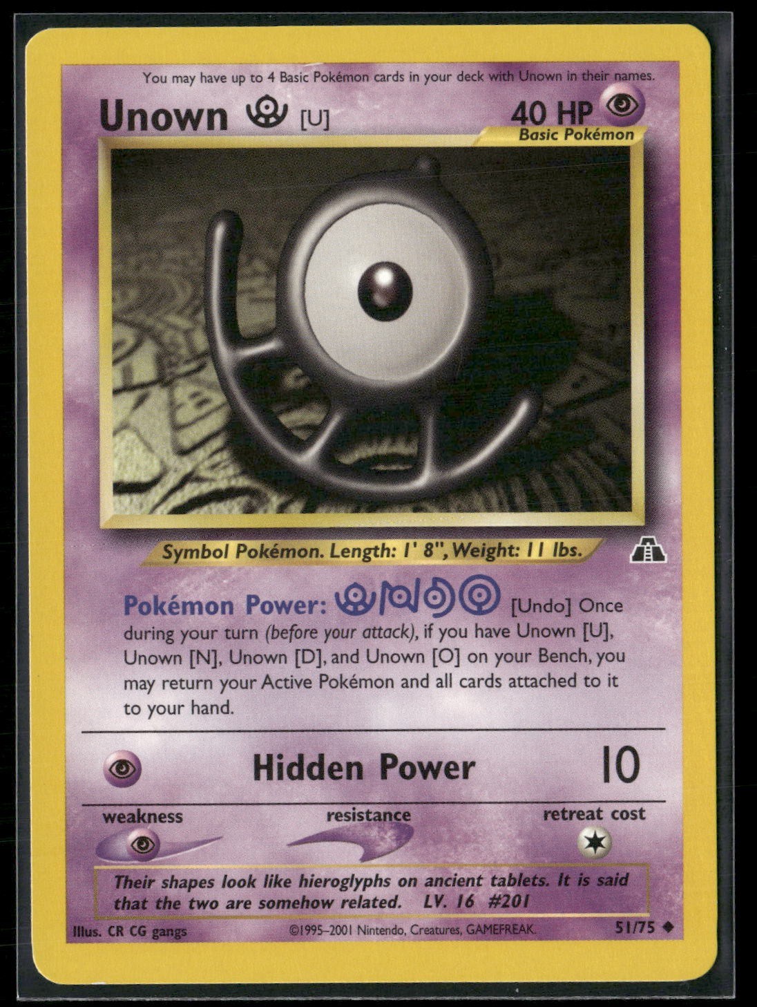 Pokémon - Unown U 51/75 Neo Discovery LP