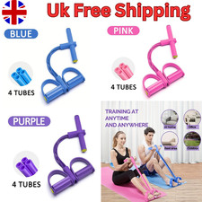 Tension Rope 4 Tube Elastic Pedal Ankle Puller Abdominal Exerciser Fitness Sport