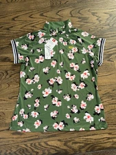 KASTEL DENMARK CAP SLEEVE SUN SHIRT WILLOW FLORAL GREEN SIZE X-LARGE NWT