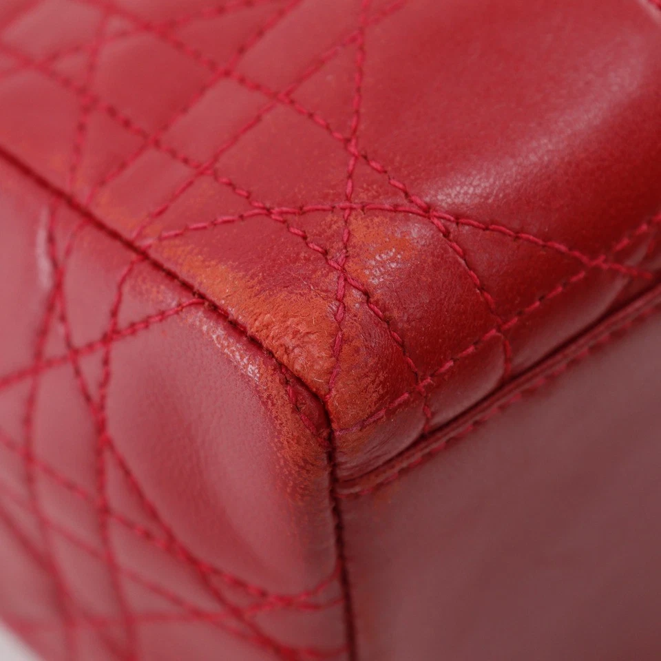 Dior Lady Dior Handbag Canage Red Calfskin Women - Image 4 of 4