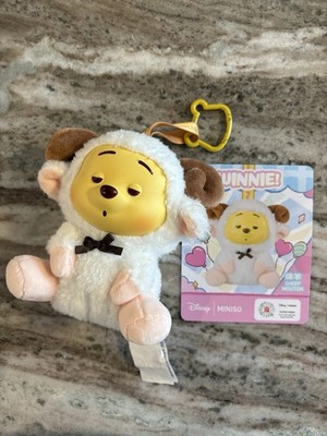 MINISO Disney Winnie the Pooh Sheep Plush Keychain Clip Stuffed Toy