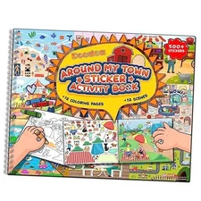 500PCS+ Stickers/Coloring Book for Toddlers 2-4 Stickers Book 12 Around My Town