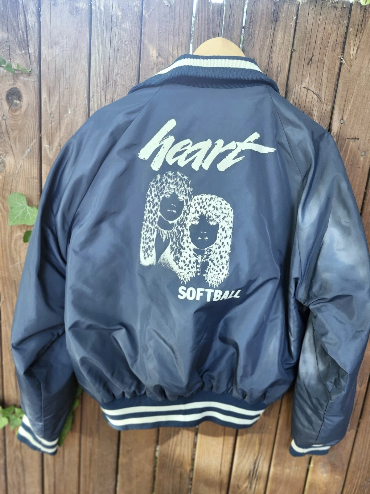 Vtg 1980 HEART Band Crew Nylon Softball Team Jacket -Bebe Le Strange Tour  image 18